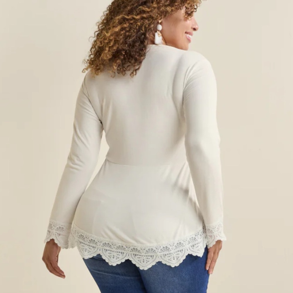 VENUS - Babydoll Lace Trim Top - Picture 3 of 8